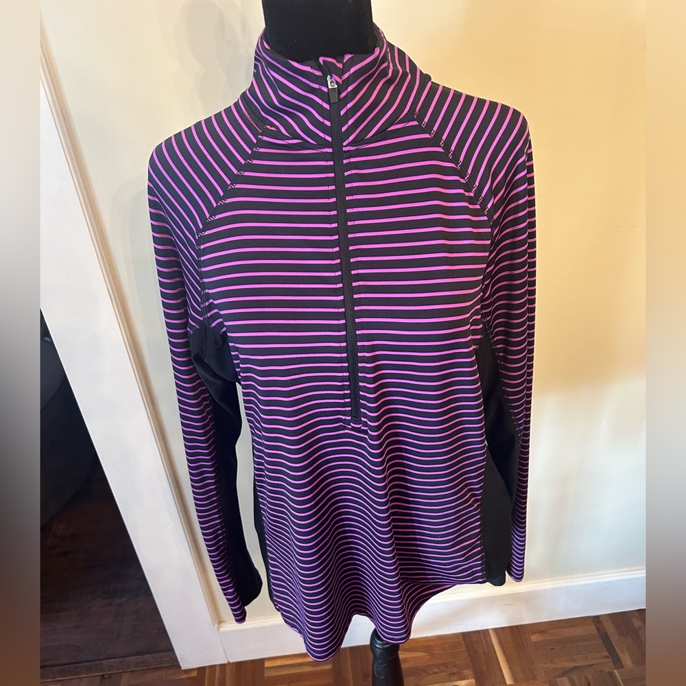 RBX Activewear Sweatshirt | XL Striped Pink & Black With Zipper